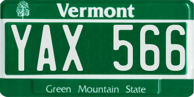 VT license plate YAX566