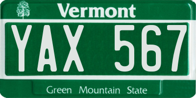 VT license plate YAX567