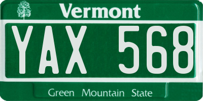 VT license plate YAX568