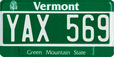 VT license plate YAX569