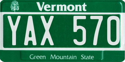 VT license plate YAX570