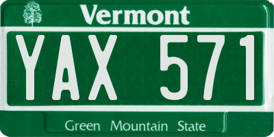 VT license plate YAX571