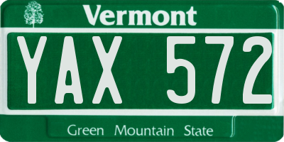 VT license plate YAX572