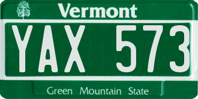 VT license plate YAX573