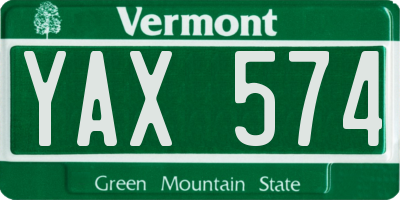 VT license plate YAX574