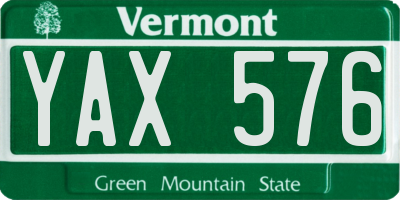 VT license plate YAX576