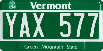 VT license plate YAX577