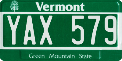 VT license plate YAX579