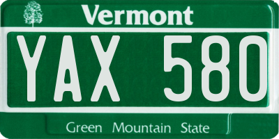 VT license plate YAX580