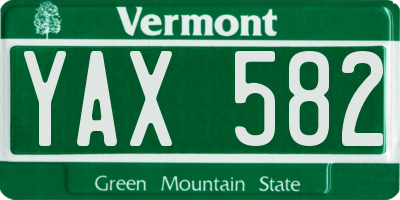 VT license plate YAX582