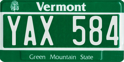 VT license plate YAX584