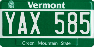VT license plate YAX585