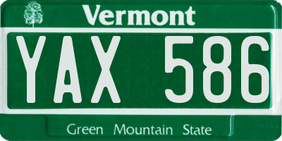 VT license plate YAX586