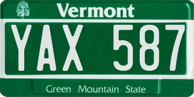 VT license plate YAX587