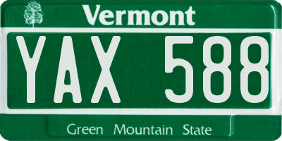 VT license plate YAX588
