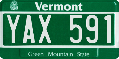 VT license plate YAX591