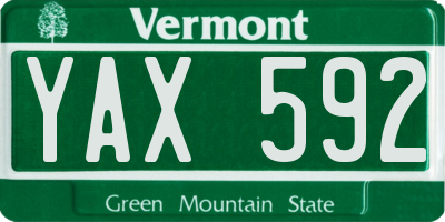 VT license plate YAX592