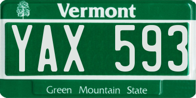 VT license plate YAX593
