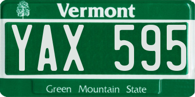 VT license plate YAX595