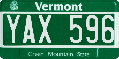 VT license plate YAX596