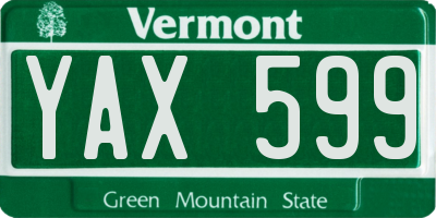 VT license plate YAX599