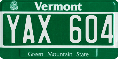 VT license plate YAX604
