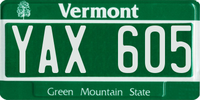 VT license plate YAX605