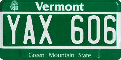 VT license plate YAX606