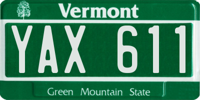 VT license plate YAX611