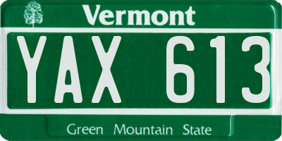 VT license plate YAX613