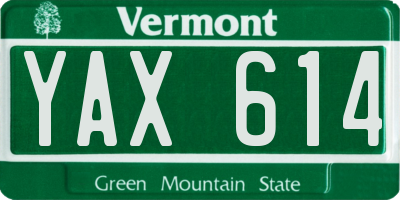 VT license plate YAX614