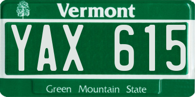 VT license plate YAX615