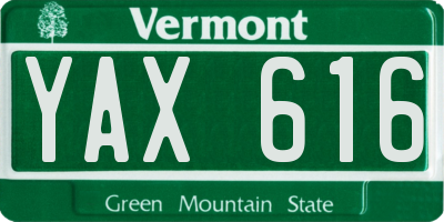 VT license plate YAX616