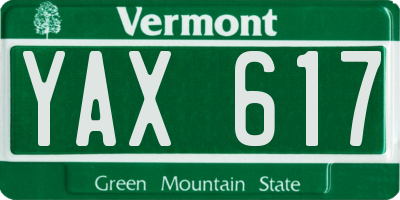 VT license plate YAX617