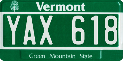 VT license plate YAX618