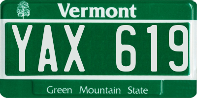 VT license plate YAX619