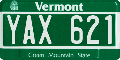 VT license plate YAX621