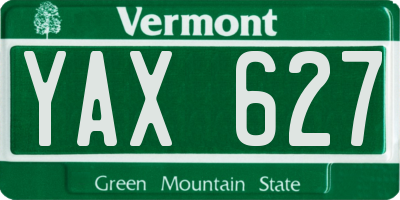VT license plate YAX627