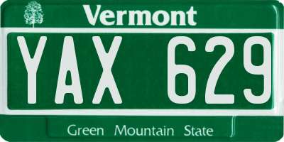 VT license plate YAX629
