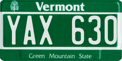 VT license plate YAX630