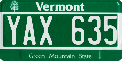 VT license plate YAX635