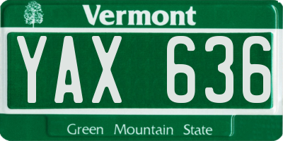 VT license plate YAX636