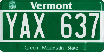 VT license plate YAX637