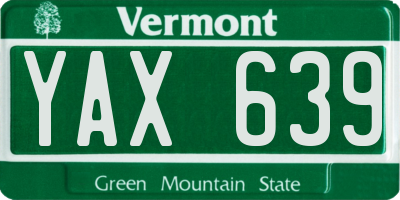 VT license plate YAX639