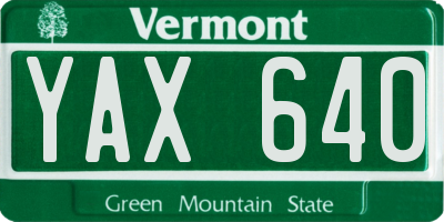 VT license plate YAX640