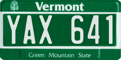 VT license plate YAX641