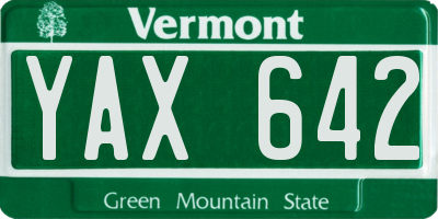 VT license plate YAX642