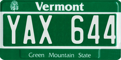 VT license plate YAX644