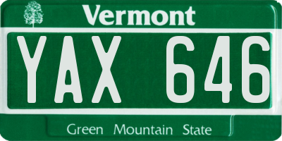 VT license plate YAX646