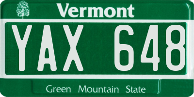 VT license plate YAX648